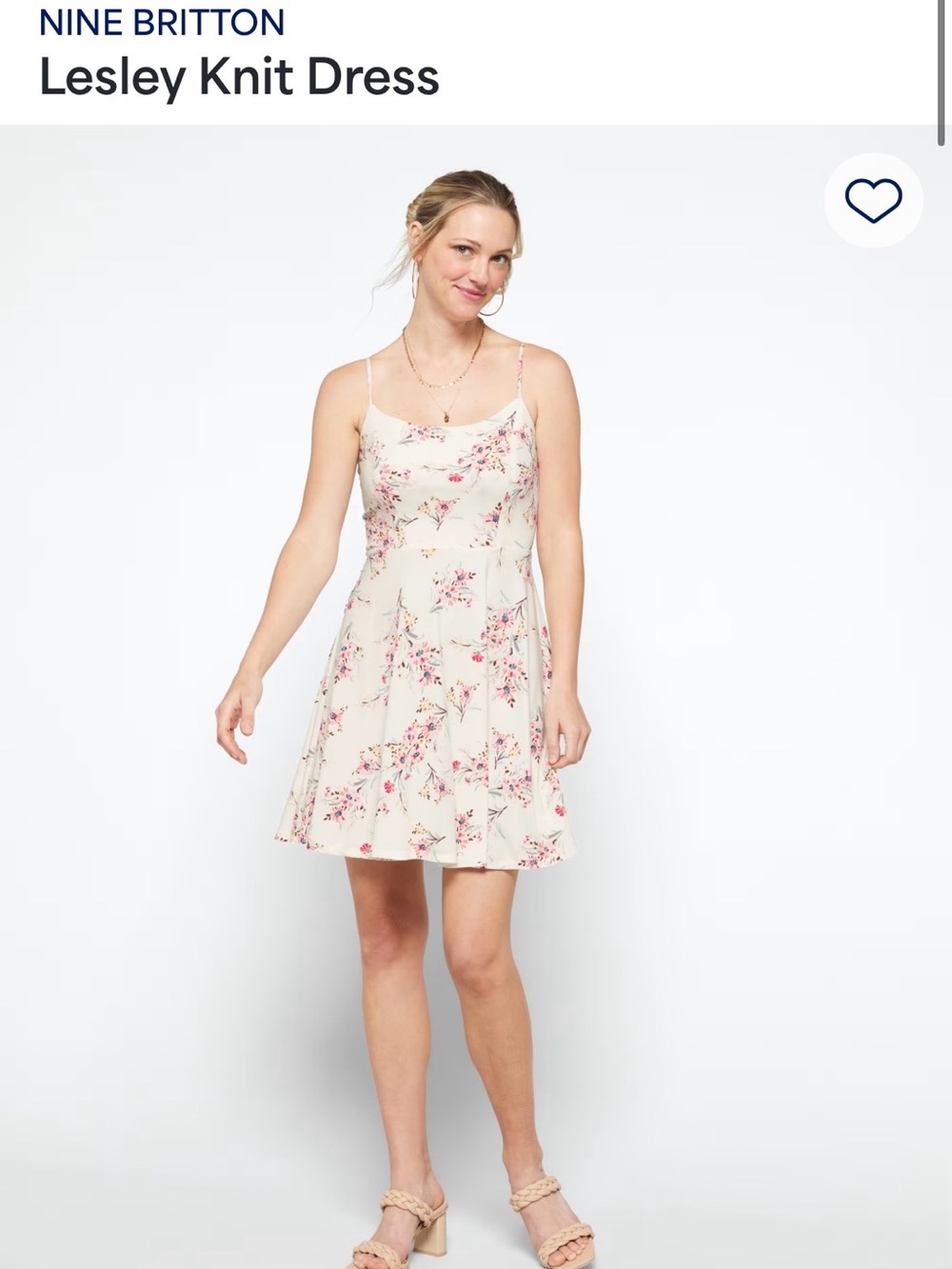 nine britton Cream Floral Spaghetti-Strap Dress